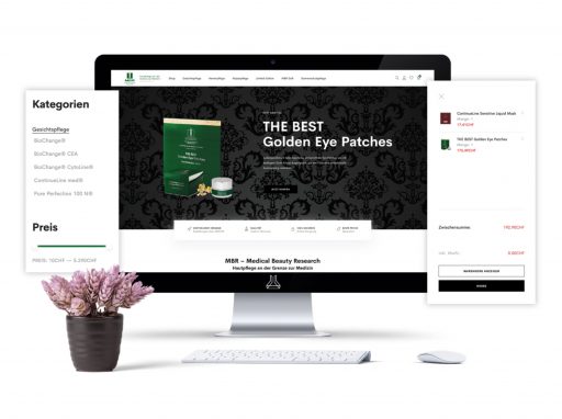 Mockup eines Desktiopmonitors mit drei Screenshots des Projektes MBR