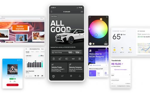 Verschiedene Screenansichten von Funktionen einer App