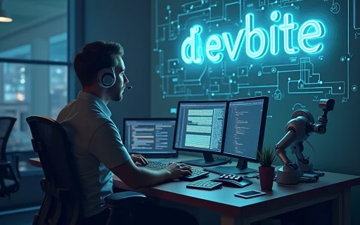 ein arbeitender Entwickler an einem modernen ARbeitsplatz